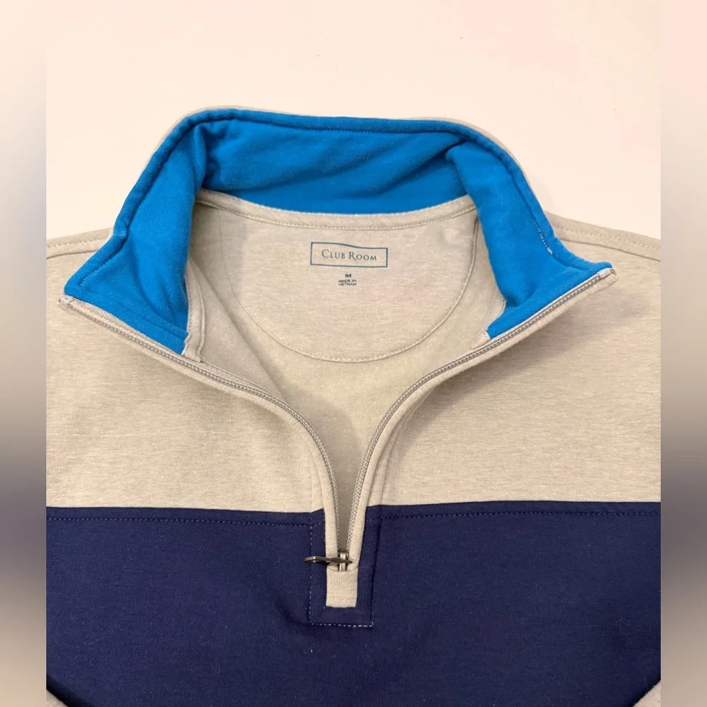 Club Room Men's Tri-Tone Fleece Hang Sweater - Light Gray, Dark Blue, Sky Blue‎